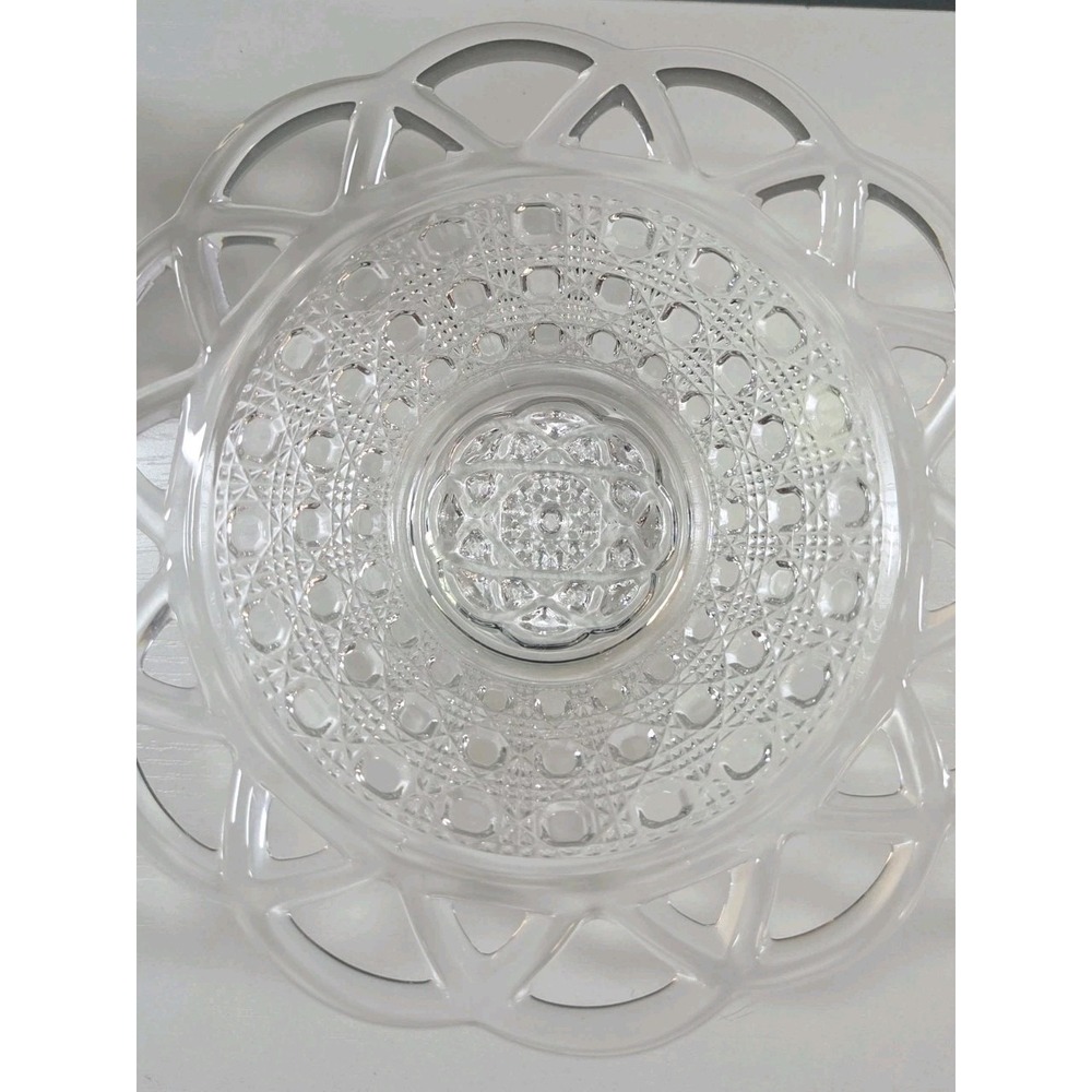 Vintage Imperial  Glass Lace Edge Button  Bowl / Dish Clear Glass 6.5"